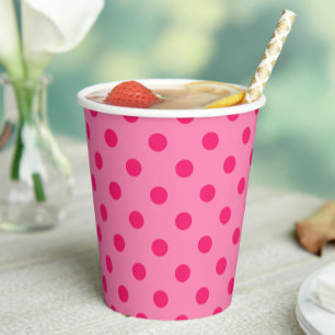 Gobelets En Papier Rose Chaud Sur Pois Rose Design Motif