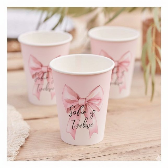 Gobelets En Papier Rose Douze Anniversaire  (Créateur téléchargé)