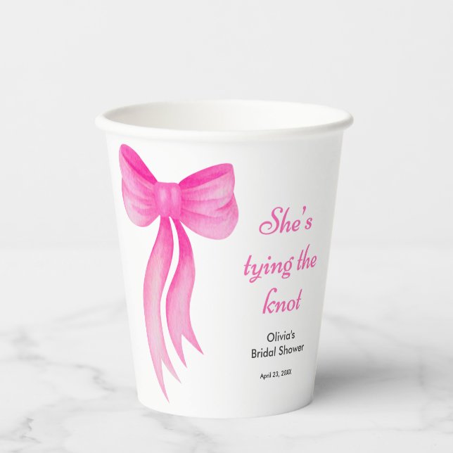 Gobelets En Papier Rose Elle se marie Shower de mariage  (Recto)