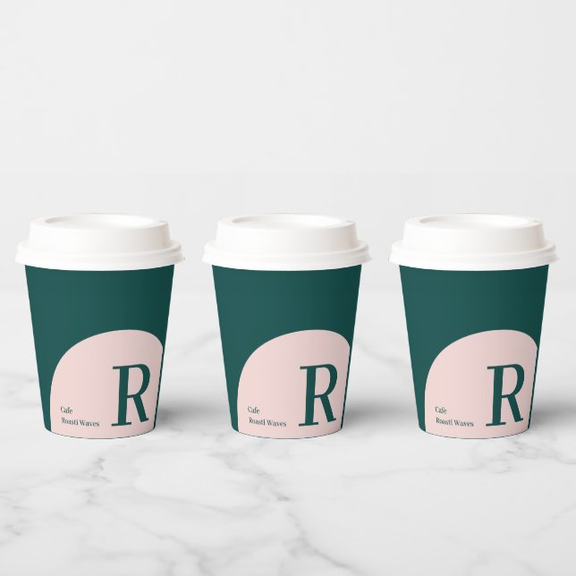 Gobelets En Papier Rose et vert | Couleur Bloc Entreprise Café person (Multi)