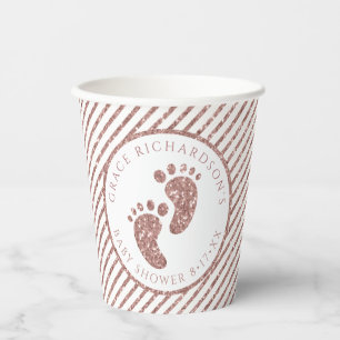 Gobelets En Papier Rose Gold Parties scintillant bébé pieds Baby show