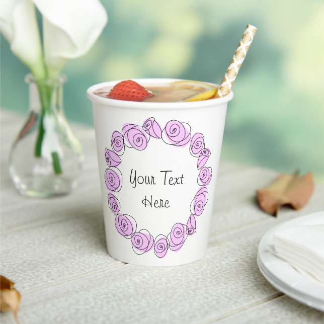 Gobelets En Papier Rose Lilac Circle Tasse de papier texte (Insitu)