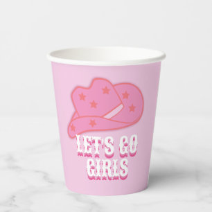 Gobelets En Papier Rose moderne Allons-y Filles Cowboy Casquette Rodé