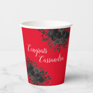 Gobelets En Papier Rose noire Fête de fin d'études gothique sombre Ro