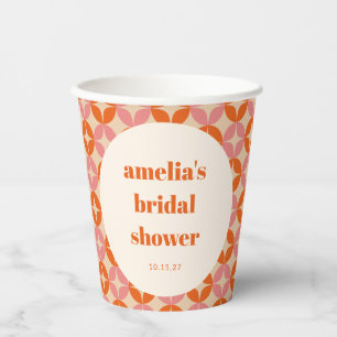 Gobelets En Papier Rose Orange Mariage Personnalisé Moderne Milieu de