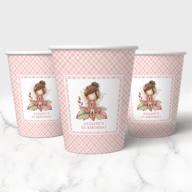 Gobelets en papier Rose Pâle Fée Caprice 2ème Anni (Blush Pink Fairy Whimsy 2nd Birthday Paper Cups)