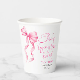 Gobelets En Papier Rose Pâle Nœud Elle Attache le Nœud Enterrement de