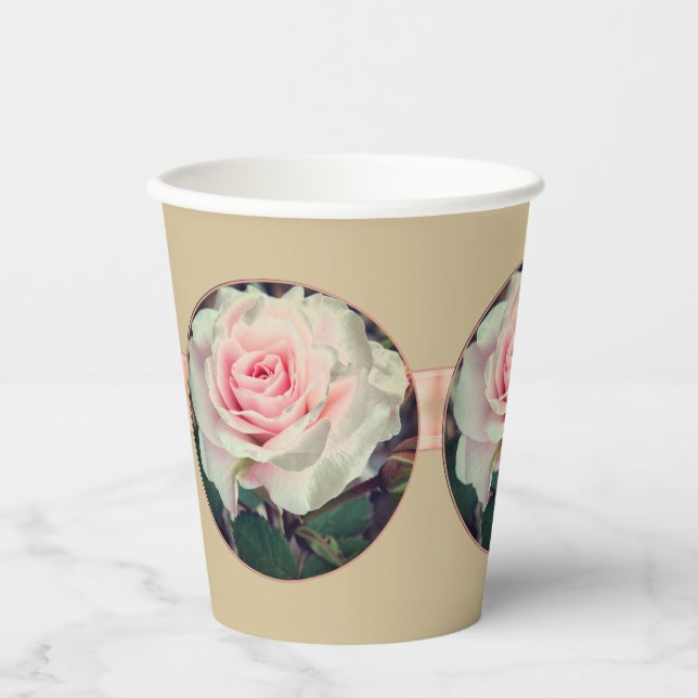 Gobelets En Papier Rose rose avec beige (Recto)