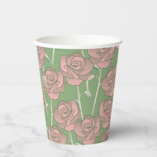 Gobelets En Papier Rose rose verte Retro Y2K les années 70 Motif de f