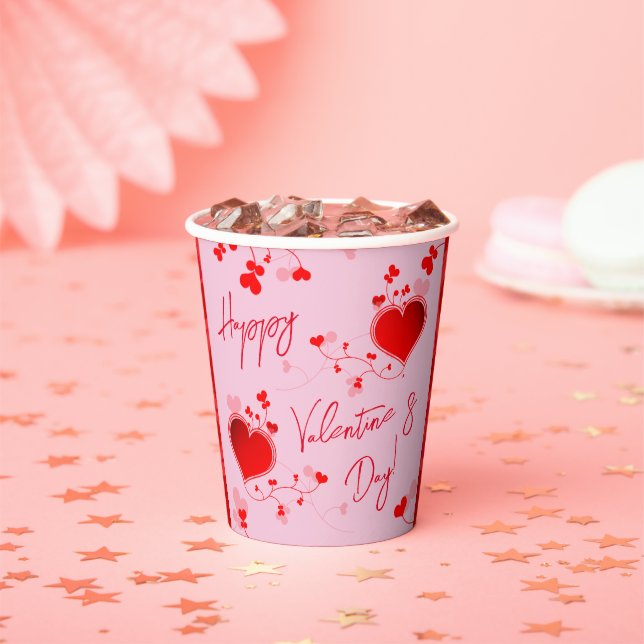 Gobelets En Papier Rose - Saint Valentin Fête du Coeur Rouge (Insitu)