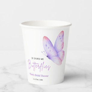 Gobelets En Papier Rose Violet Il Me Donne Des Papillons Enterrement