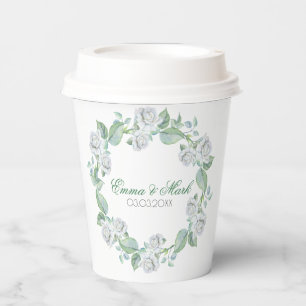 Gobelets En Papier Roses Blanches - Enregistrer La Coupe De Papier Da
