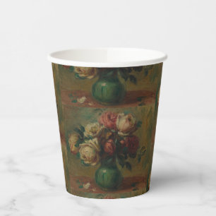 Gobelets En Papier Roses florissants dans un vase de Pierre Renoir Cl