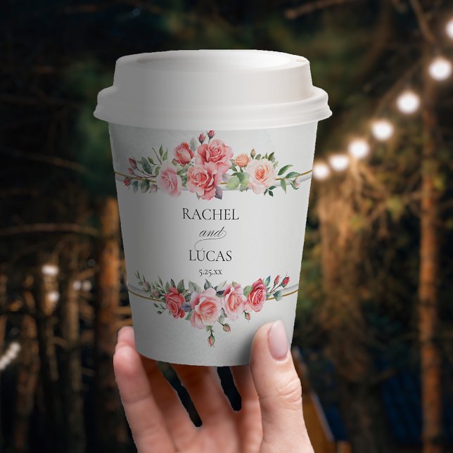 Gobelets En Papier Roses roses roses roses romantiques (Créateur téléchargé)