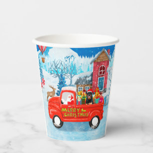 Gobelets En Papier Rottweiler Chien Livraison de Noël Camion Neige