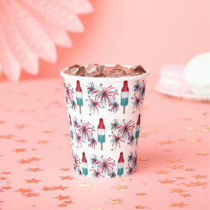 Gobelets En Papier Rouge Blanc Bleu Rocket Popsicle Fireworks USA