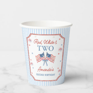Gobelets en papier Rouge Blanc & Deux 4 juillet An