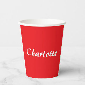 Gobelets En Papier Rouge blanc Script élégant minimaliste Nom moderne