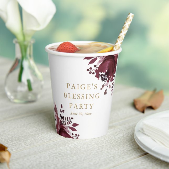 Gobelets En Papier Rouge Floral Chrétien Mère et Blessure Bébé (Insitu)