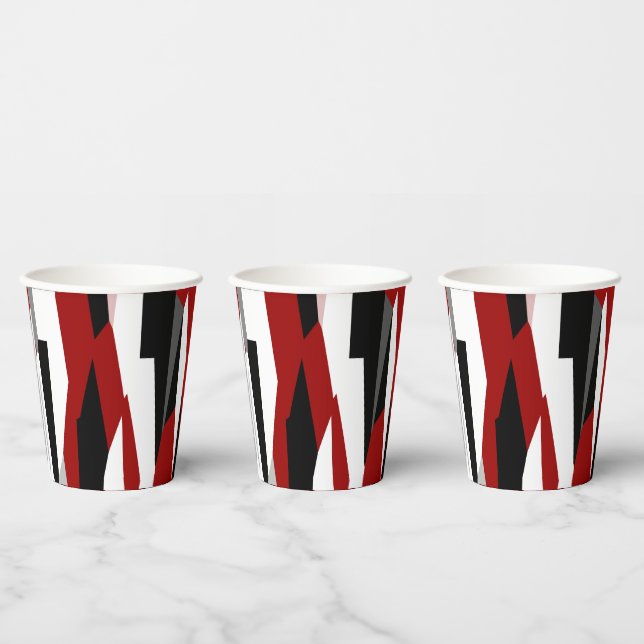 Gobelets En Papier Rouge noir et blanc abstrait (Multi)