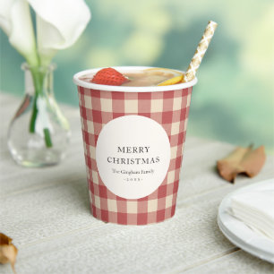 Gobelets En Papier Rouge rustique En vichy moderne Noël