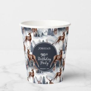 Gobelets En Papier Roustique Woodsy Deer   Forêt 90e fête d'anniver