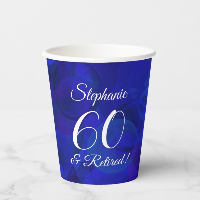 Gobelets En Papier Royal Blue 60 et Retraite Party (Recto)