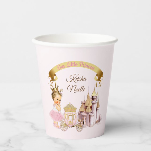 Gobelets En Papier Royal Princess Castle Carriage Rose Gold Girl (Recto)