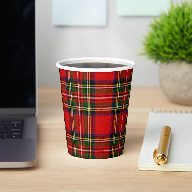 Gobelets En Papier Royal Stewart Clan Tartan Plaid  (Insitu)