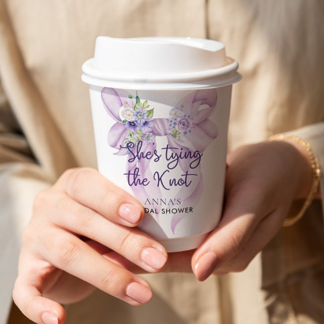 Gobelets En Papier Ruban Violet Elle Se Marie Shower de Mariée (Créateur téléchargé)