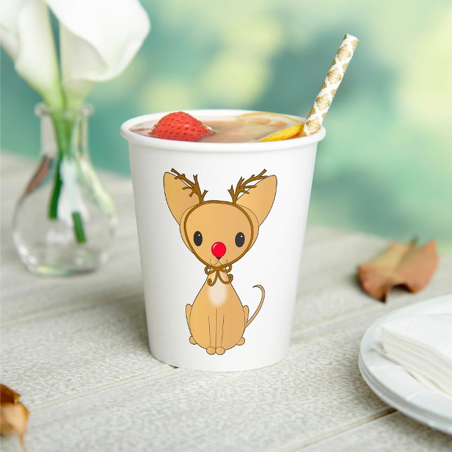 Gobelets En Papier Rudolf Chihuahua (Créateur téléchargé)