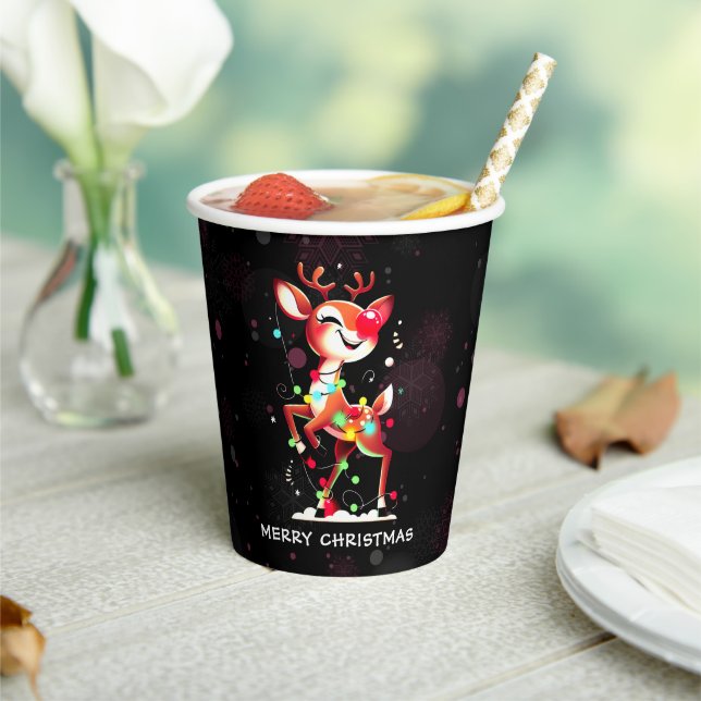 Gobelets En Papier Rudolph Le Nez Rouge Noël (Insitu)