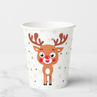 Gobelets En Papier Rudolph Red Nose Reindeer tasse en papier