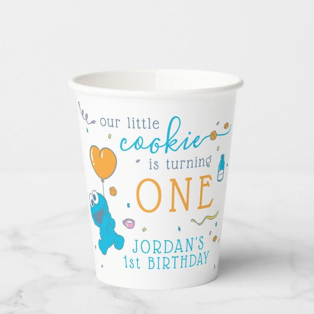 Gobelets En Papier Rue Sésame | Cookie Monster 1er anniversaire (Gauche)