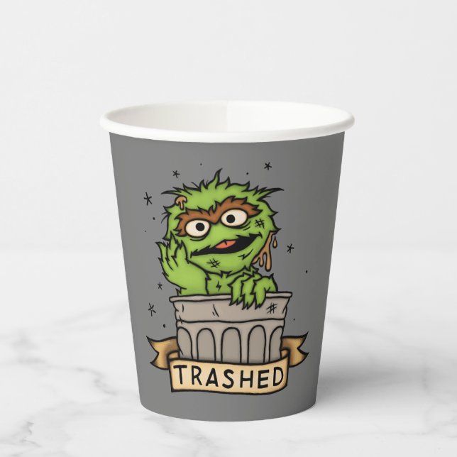 Gobelets En Papier Rue Sésame | Oscar the Grouch Trashed (Gauche)