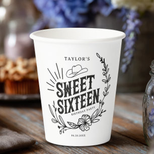 Gobelets En Papier Russe Cowgirl Floral Sweet sixteen fête d'annivers