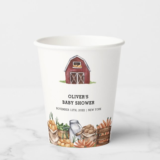 Gobelets En Papier Rustic Country Baby shower végétarien cultivé loca (Recto)