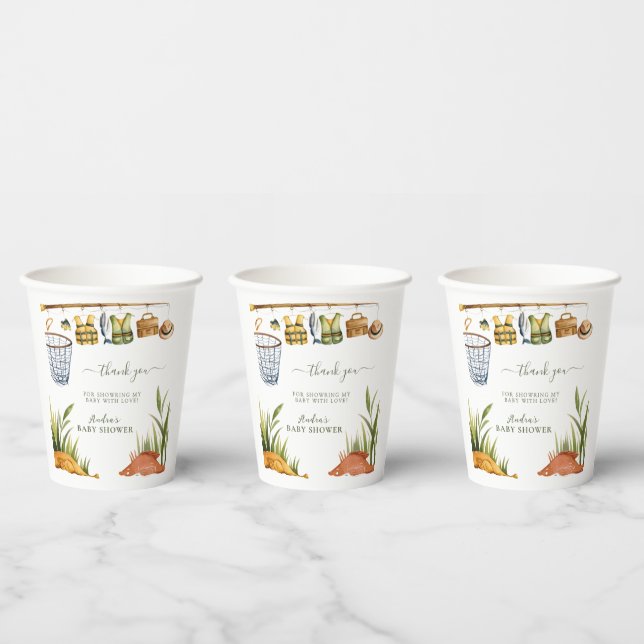 Gobelets En Papier Rustic Reel Excited Little Fisherman Baby Shower  (Multi)