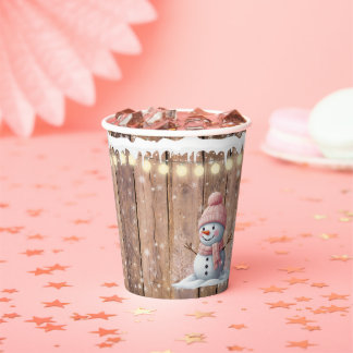 Gobelets En Papier Rustique moderne Elegant Baby shower Snowman
