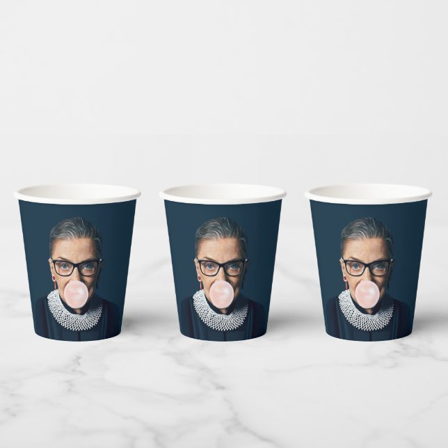 Gobelets En Papier Ruth Bader Ginsburg souffler rose bulle gomme (Multi)