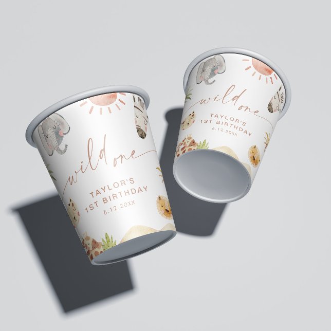 Gobelets En Papier SAFARI 1er anniversaire (Créateur téléchargé)