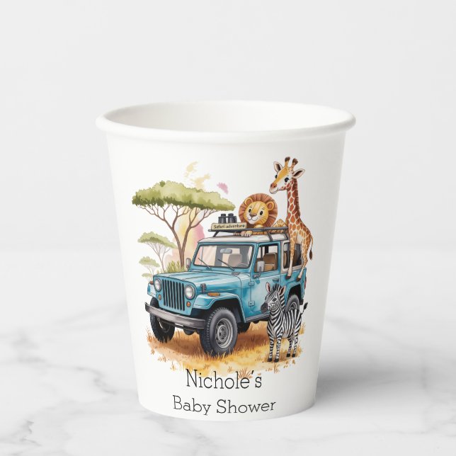 Gobelets En Papier Safari Adventure Boy Baby shower (Recto)