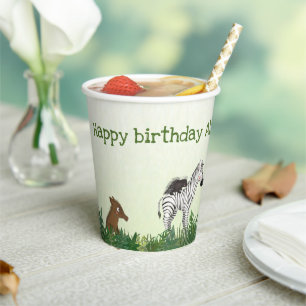Gobelets En Papier Safari animaux fête d'anniversaire tasse de papier