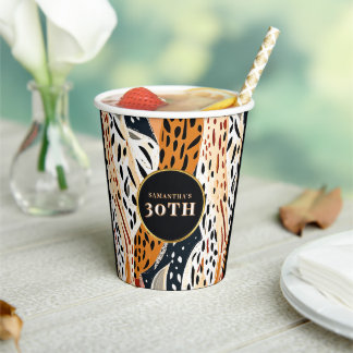 Gobelets En Papier Safari Boho Paper Cups African Print Party Cups