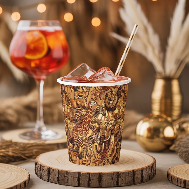 Gobelets En Papier Safari de collection d'animaux sauvages ID1149 (Créateur téléchargé)