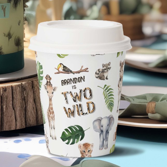 Gobelets En Papier Safari Thème Deux Jungle sauvage 2e anniversaire (Two Wild Baby Boy 2nd birthday party paper cup)