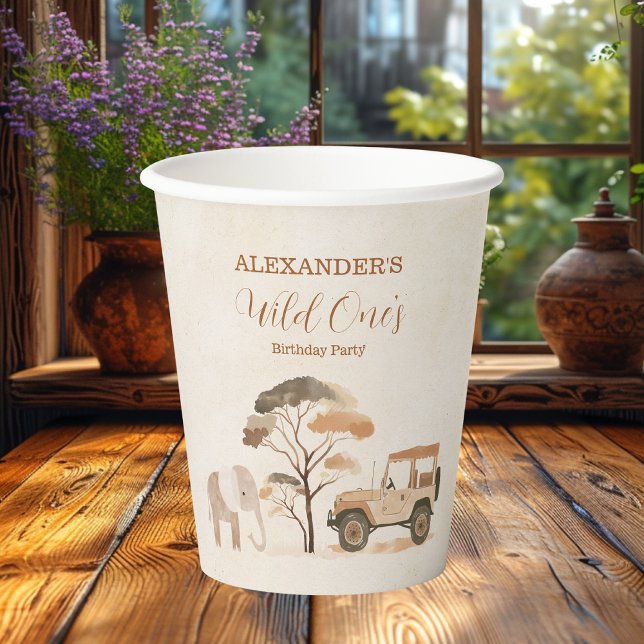 Gobelets En Papier Safari tropical sauvage Une jungle Animaux Anniver (Créateur téléchargé)