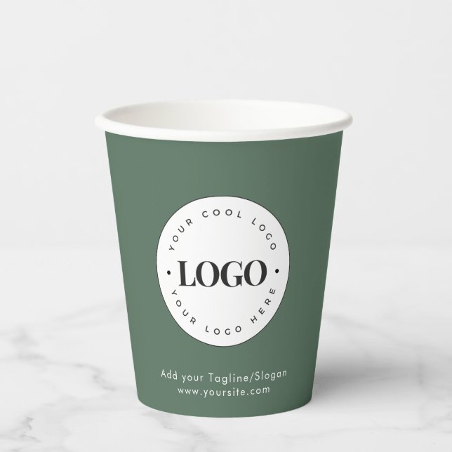 Gobelets En Papier Sage Green Ajouter Custom Business Company Logo Pa (Recto)