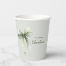 Sage Green Bow Gingham Baby Shower