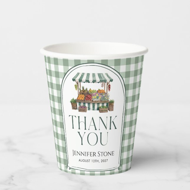 Gobelets En Papier Sage Green Fresh Off The Market Bridal Shower (Recto)